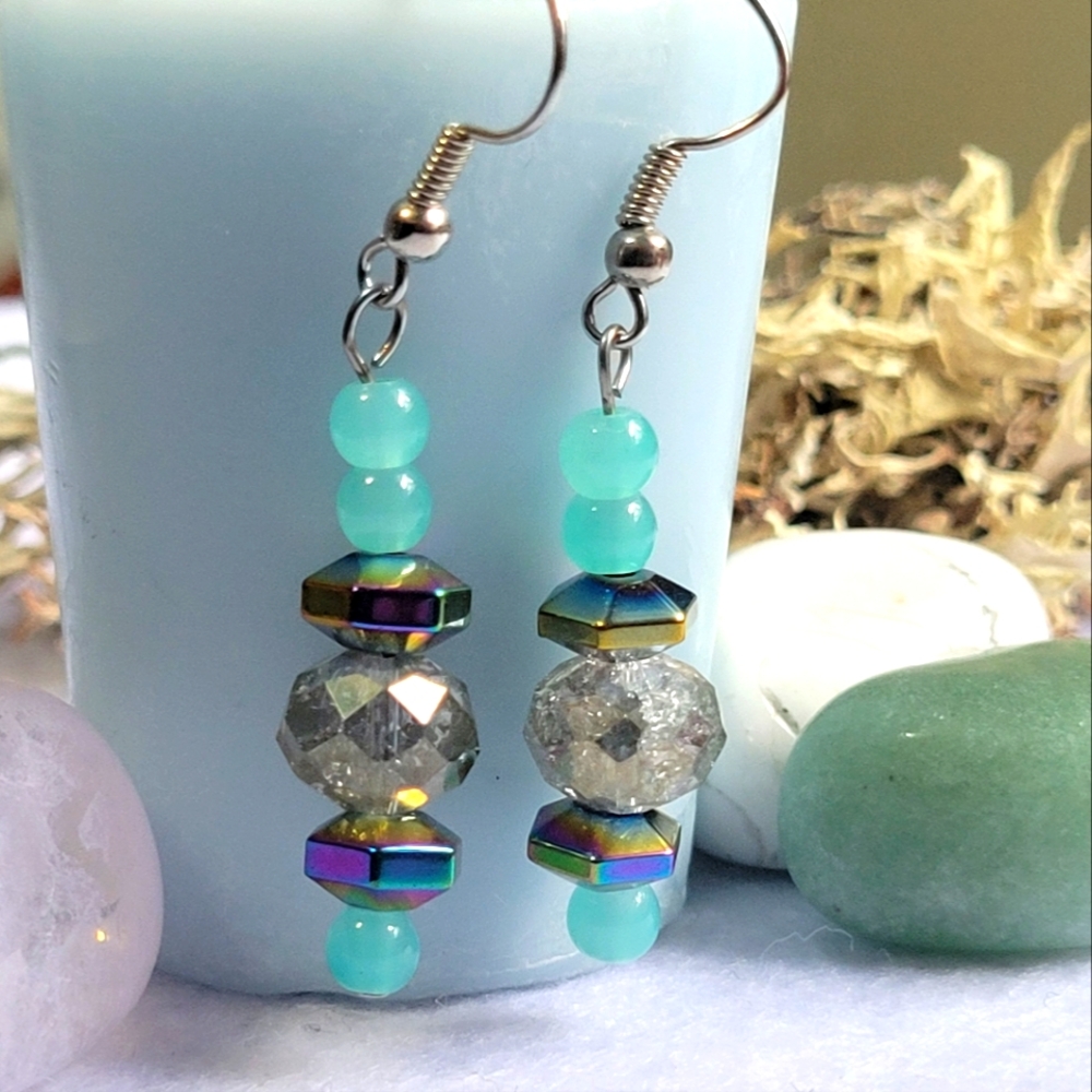 Sparkling hematite beaded earrings